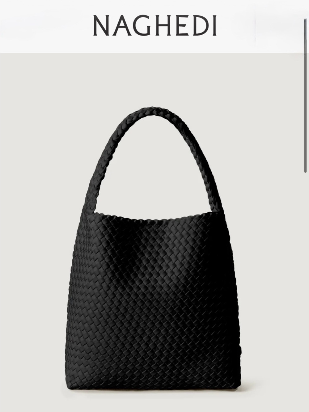 Naghedi Black Woven Hobo Bag in Medium